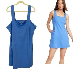 NEW Old Navy Sleeveless Ponte Knit Mini Dress Sz XXL Cloisonne Blue Square Neck